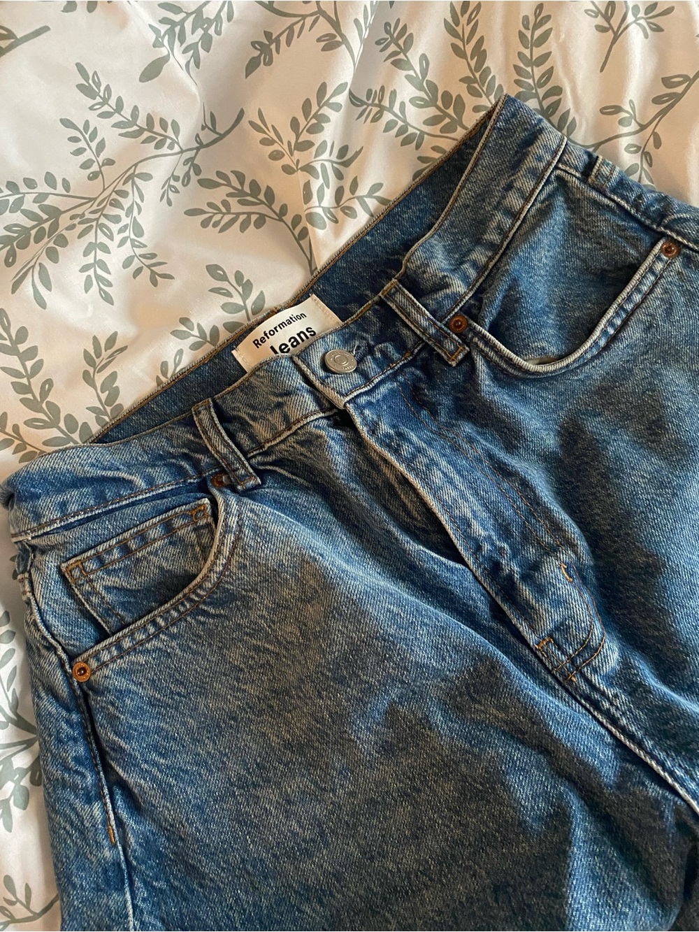 Reformation Cary High Rise, Wide-Leg Jeans in Colorado blue